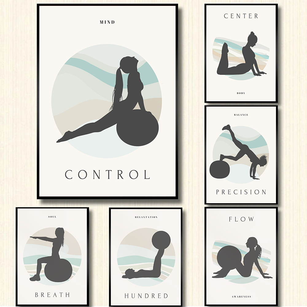 Pilates Yoga Quotes - Pintura en lienzo minimalista para pared,