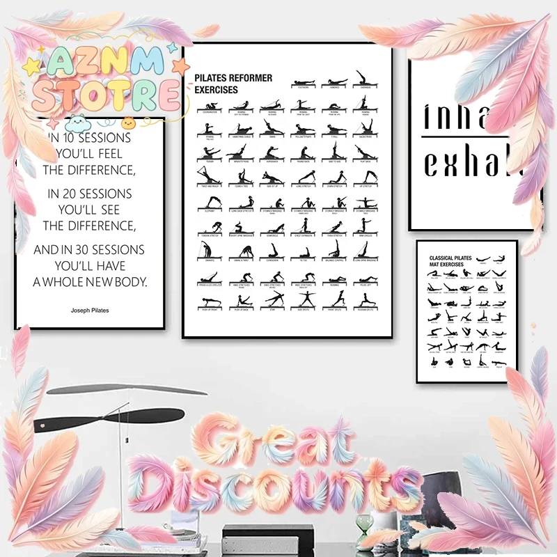 Pilates Yoga Gifts - Póster de la tabla de ejercicios